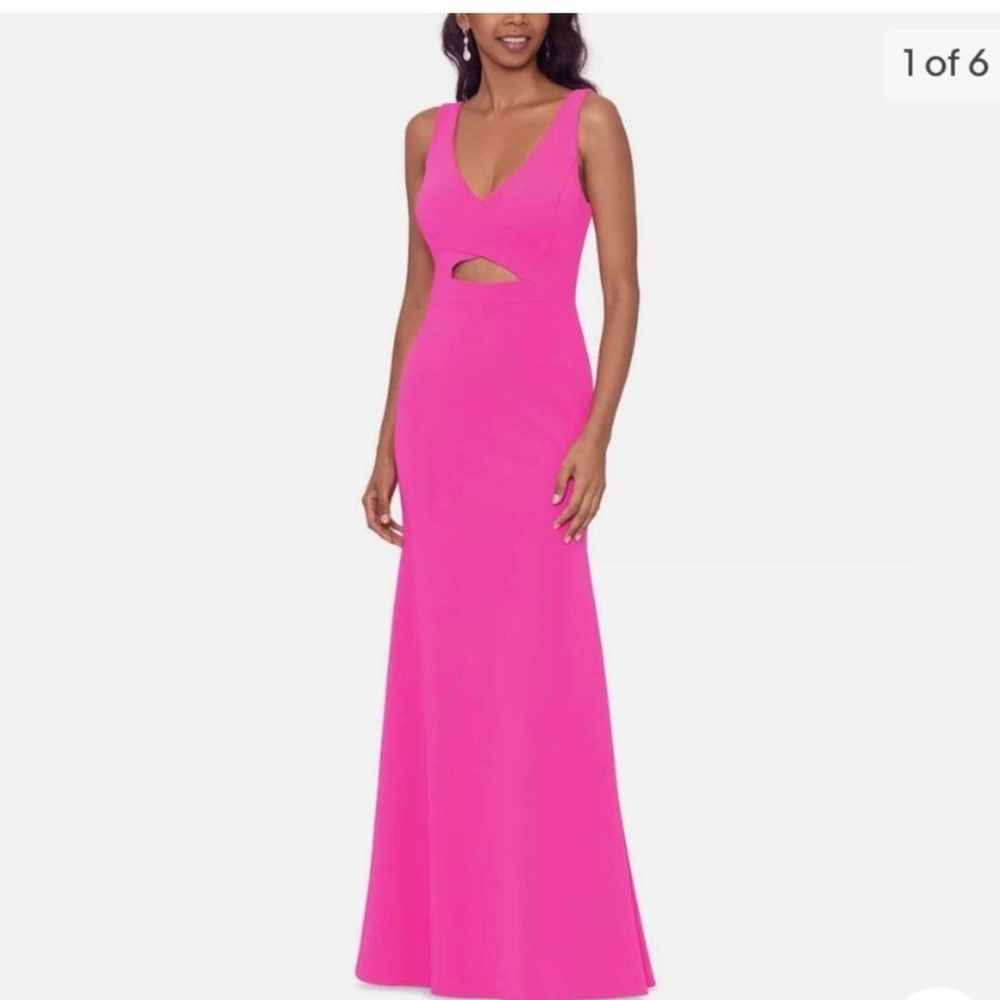 Betsy & Adam Pink V-Neck Sleeveless Formal Gown Dress 2P A25059 NWT